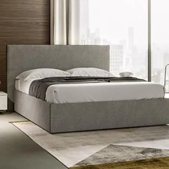 Letto contenitore imbottito in tessuto grigio
